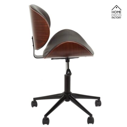 RENO Bürostuhl Retro BÜRO-STUHL Kunstleder Holz Schwarz HOME DECO FACTORY - Image 3