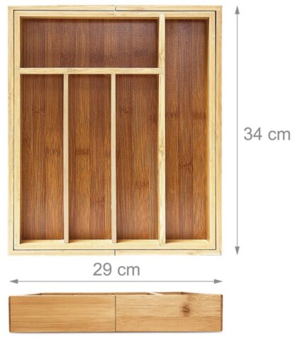 Ausziehbarer BESTECKKASTEN Schubladeneinsatz aus Bambus Holz 34×29-43cm - Image 3