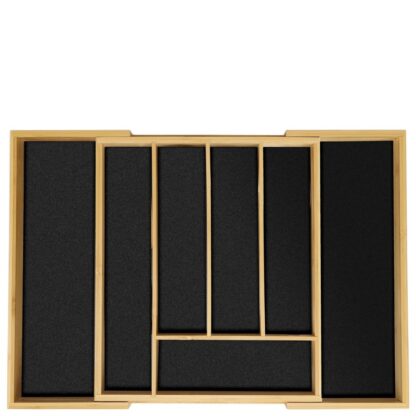 Ausziehbarer BESTECKKASTEN Schubladeneinsatz aus Bambus Holz 33×28,5-47cm - Image 4