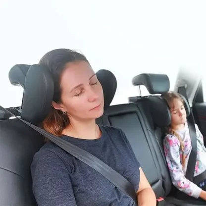 Autositz Leder Kopfstütze, Nackenkissen 180° Grad Verstellbar, Schwarz - Image 4