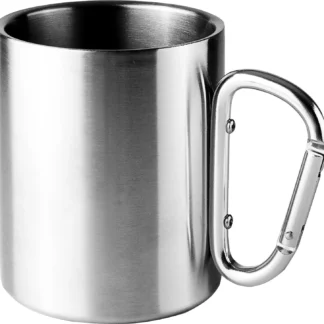 Becher Doppelwandig Edelstahl 350 ml Ideal für unterwegs, mit praktischem Karabinerhaken