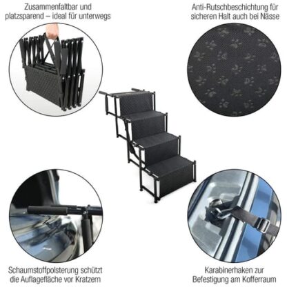 Faltbare Hundetreppe Auto Einstieghilfe Tragbare Hunde Rampe – Schwarz - Image 5