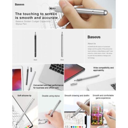 Baseus Tablet-Werkzeugstift Golden Cudgel Kapazitiver Eingabestift Silber (ACPCL-0S) - Image 3