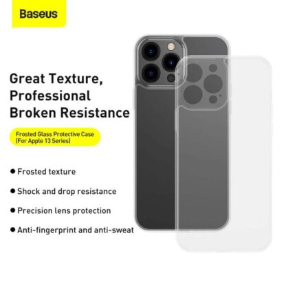 Baseus iPhone 13 Pro Hülle Mattiertes Glas Schutz Transparent (ARWS000102) - Image 8