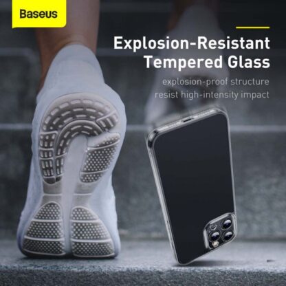 Baseus iPhone 13 Pro Max Hülle aus mattiertem Glas Schutz Schwarz (ARWS000501) - Image 5