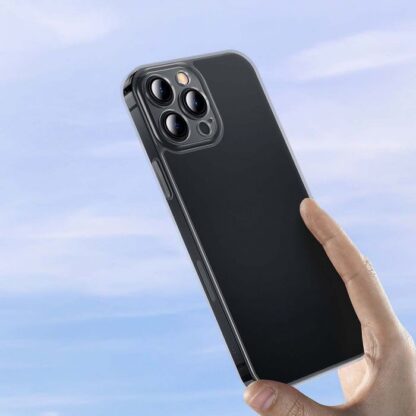 Baseus iPhone 13 Pro Max Hülle aus mattiertem Glas Schutz Schwarz (ARWS000501) - Image 9