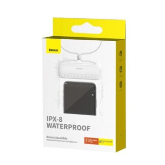 Baseus AquaGlide Universelle Wasserdichte Hülle IPX8 für bis zu 7,2 Zoll Telefon, Weiß/ Transparent (BS-PC029).