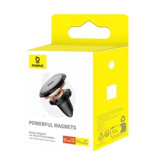 Baseus Auto Halterung Magnetischer Handyhalter 360 Grad mit Kabelclip, Schwarz/Roségold (C40141201G13-00)