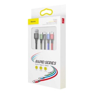Baseus Kabel Schnell 4-in-1 Für Lightning(2) + Typ-C + Micro 3.5A 1.2m Schwarz (CA1T4-A01)
