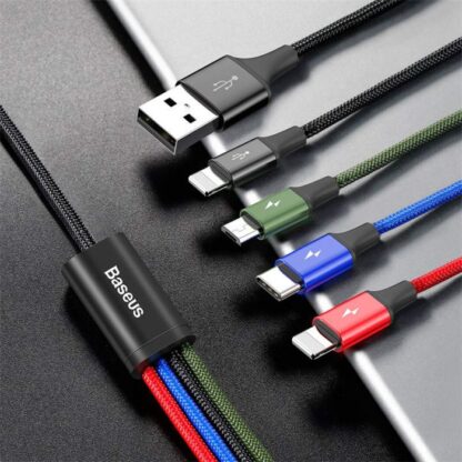 Baseus Kabel Schnell 4-in-1 Für Lightning(2) + Typ-C + Micro 3.5A 1.2m Schwarz (CA1T4-A01) - Image 2