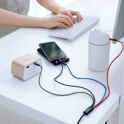 Baseus Kabel Schnell 4-in-1 Für Lightning(2) + Typ-C + Micro 3.5A 1.2m Schwarz (CA1T4-A01) - Image 3