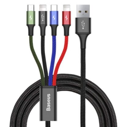Baseus Kabel Schnell 4-in-1 Für Lightning(2) + Typ-C + Micro 3.5A 1.2m Schwarz (CA1T4-A01) - Image 8