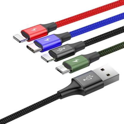 Baseus Kabel Schnell 4-in-1 Für Lightning(2) + Typ-C + Micro 3.5A 1.2m Schwarz (CA1T4-A01) - Image 9