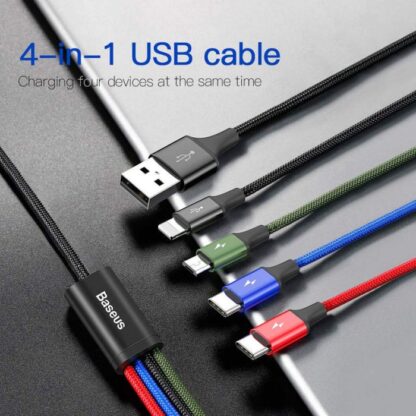 Baseus Kabel Schnell 4-in-1 für Lightning + Type-C(2) + Micro 3.5A 1.2m Schwarz (CA1T4-B01) - Image 6