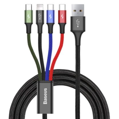 Baseus Kabel Schnell 4-in-1 für Lightning + Type-C(2) + Micro 3.5A 1.2m Schwarz (CA1T4-B01) - Image 9