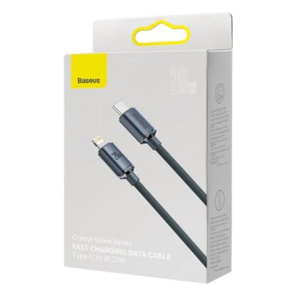 Baseus Type-C - Lightning-Kabel, Crystal Shine Series Schnellladekabel 20W 2m Schwarz (CAJY000301).