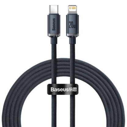 Baseus Type-C - Lightning-Kabel, Crystal Shine Series Schnellladekabel 20W 2m Schwarz (CAJY000301). - Image 2