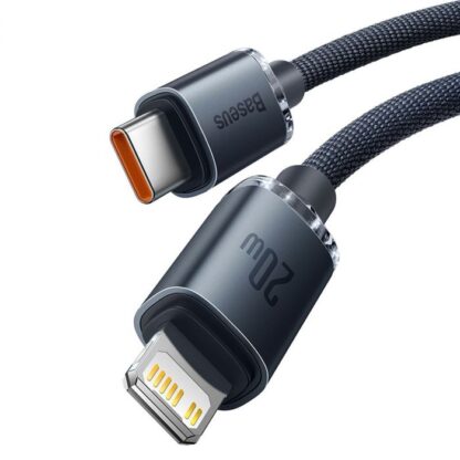 Baseus Type-C - Lightning-Kabel, Crystal Shine Series Schnellladekabel 20W 2m Schwarz (CAJY000301). - Image 4