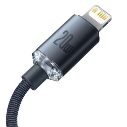 Baseus Type-C - Lightning-Kabel, Crystal Shine Series Schnellladekabel 20W 2m Schwarz (CAJY000301). - Image 7