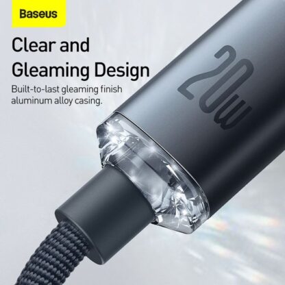 Baseus Type-C - Lightning-Kabel, Crystal Shine Series Schnellladekabel 20W 2m Schwarz (CAJY000301). - Image 12