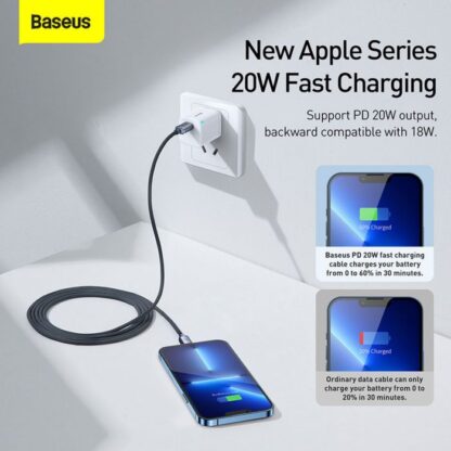 Baseus Type-C - Lightning-Kabel, Crystal Shine Series Schnellladekabel 20W 2m Schwarz (CAJY000301). - Image 14