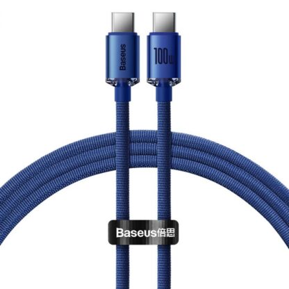 Baseus Typ-C zu Typ-C Crystal Shine Serie Schnellladedatenkabel 100W 1,2m Blau (CAJY000603) - Image 3