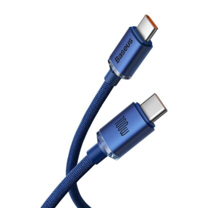 Baseus Type-C - Type-C Crystal Shine Serie Schnellladedatenkabel 100W 2m Blau (CAJY000703) - Image 4