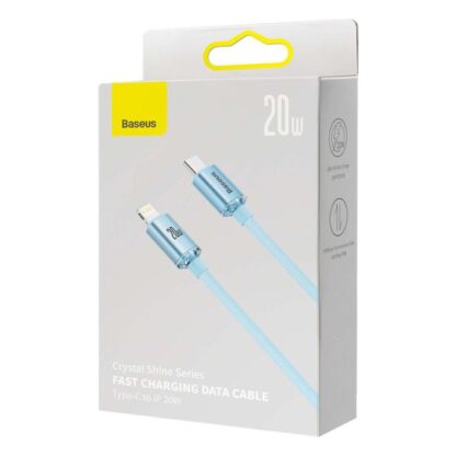 Baseus Typ-C - Lightning Kabel Crystal Shine Serie Schnelles Laden Power Delivery 20W 1,2m Hellblau (CAJY001303)