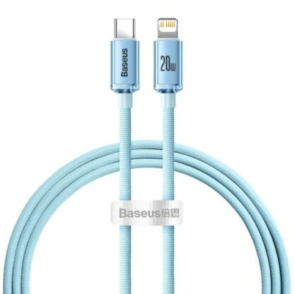 Baseus Typ-C - Lightning Kabel Crystal Shine Serie Schnelles Laden Power Delivery 20W 1,2m Hellblau (CAJY001303) - Image 3