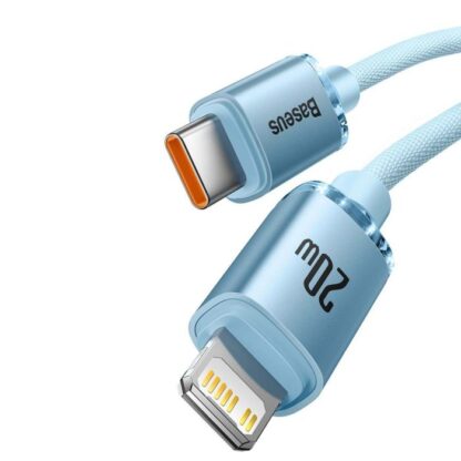 Baseus Typ-C - Lightning Kabel Crystal Shine Serie Schnelles Laden Power Delivery 20W 1,2m Hellblau (CAJY001303) - Image 5
