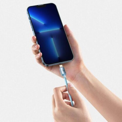 Baseus Typ-C - Lightning Kabel Crystal Shine Serie Schnelles Laden Power Delivery 20W 1,2m Hellblau (CAJY001303) - Image 9
