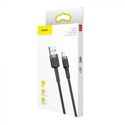 Baseus Lightning Cafule Kabel 2.4A 0,5m Grau + Schwarz (CALKLF-AG1)