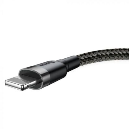 Baseus Lightning Cafule Kabel 2.4A 0,5m Grau + Schwarz (CALKLF-AG1) - Image 2