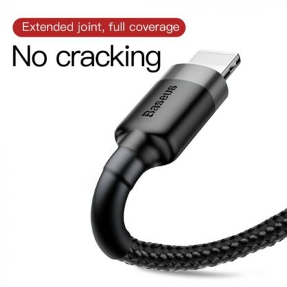 Baseus Lightning Cafule Kabel 2.4A 0,5m Grau + Schwarz (CALKLF-AG1) - Image 3