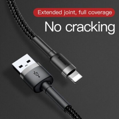 Baseus Lightning Cafule Kabel 2.4A 0,5m Grau + Schwarz (CALKLF-AG1) - Image 5