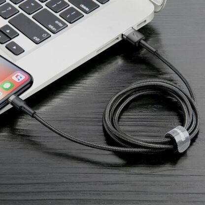 Baseus Lightning Cafule Kabel 2.4A 0,5m Grau + Schwarz (CALKLF-AG1) - Image 11