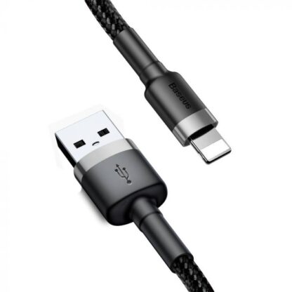Baseus Lightning Cafule Kabel 2.4A 0,5m Grau + Schwarz (CALKLF-AG1) - Image 12