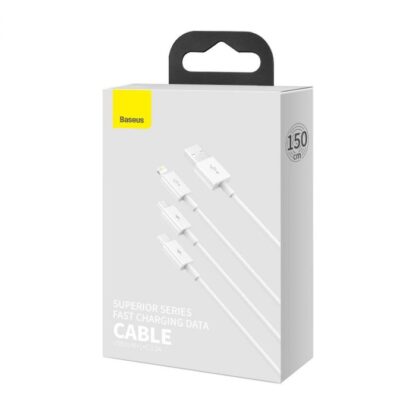 Baseus Kabel Superior Serie 3-in-1 Schnellladekabel Datenkabel USB zu M+L+C 3.5A 1.5m Weiß (CAMLTYS-02)