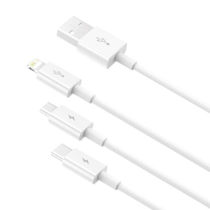 Baseus Kabel Superior Serie 3-in-1 Schnellladekabel Datenkabel USB zu M+L+C 3.5A 1.5m Weiß (CAMLTYS-02) - Image 4