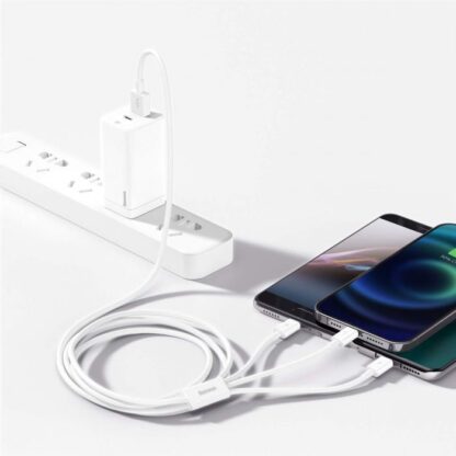 Baseus Kabel Superior Serie 3-in-1 Schnellladekabel Datenkabel USB zu M+L+C 3.5A 1.5m Weiß (CAMLTYS-02) - Image 12