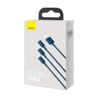 Baseus Kabel Superior Series 3-in-1 Schnellladekabel USB zu M+L+C 3.5A 1.5m Blau (CAMLTYS-03)