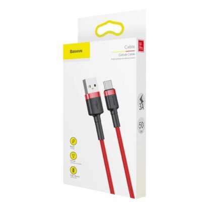 Baseus Type-C Cafule Kabel 3A 0,5m Rot + Rot (CATKLF-A09)