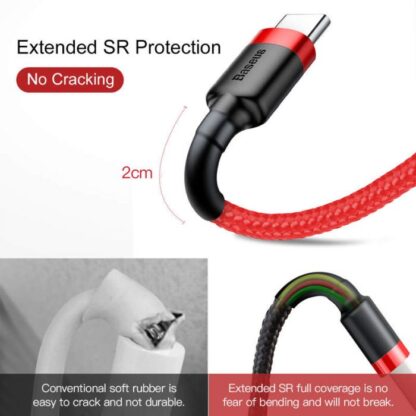 Baseus Type-C Cafule Kabel 3A 0,5m Rot + Rot (CATKLF-A09) - Image 4