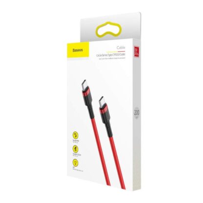 Baseus Type-C Cafule PD2.0 60W Schnellladekabel (20V 3A) 2m Rot (CATKLF-H09)