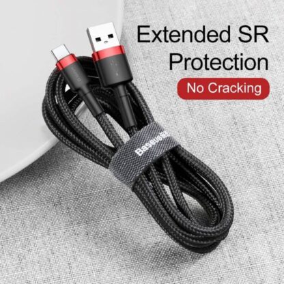 Baseus Typ-C Cafule Kabel 2A, 3m Rot/Schwarz (CATKLF-U91) - Image 4