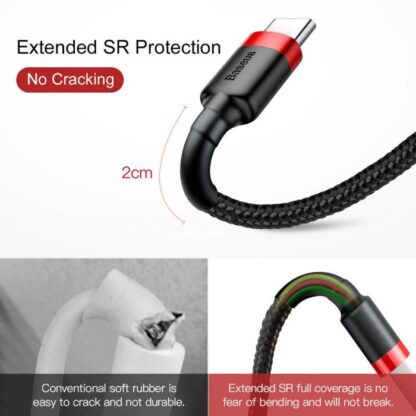 Baseus Typ-C Cafule Kabel 2A, 3m Rot/Schwarz (CATKLF-U91) - Image 6