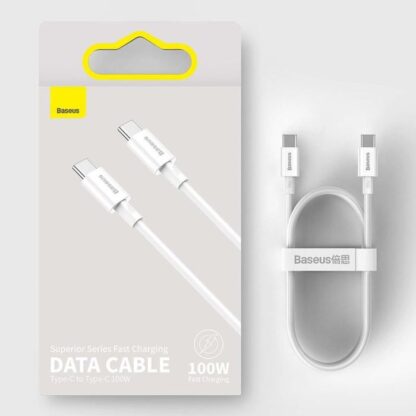 Baseus Type-C - Type-C Superior Kabel Schnellladung / Power Delivery / FCP 100W 5A 20V 2m Weiß (CATYS-C02) - Image 3