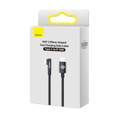 Baseus Typ-C - Lightning MVP 2 Ellbogenförmiges Schnellladedatenkabel 20W 1m Schwarz (CAVP000201)