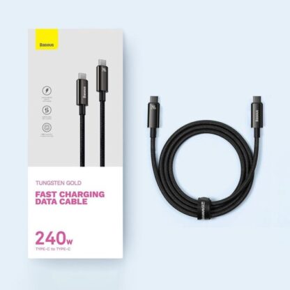 Baseus Type-C zu Type-C Tungsten Gold Series Kabel 480Mb/s, 240W, 1m, Schwarz (CAWJ040001)