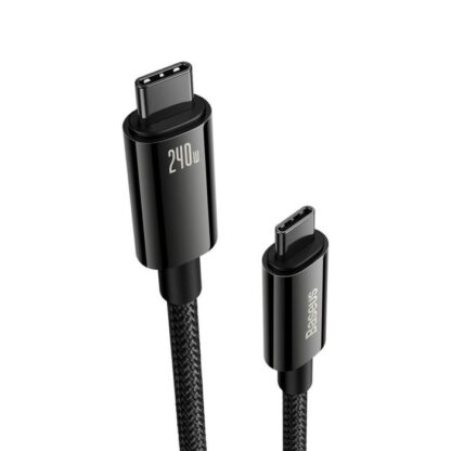 Baseus Type-C zu Type-C Tungsten Gold Series Kabel 480Mb/s, 240W, 1m, Schwarz (CAWJ040001) - Image 3